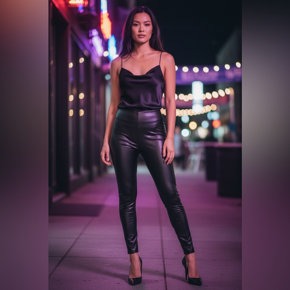 Shein Black Faux Leather Pants